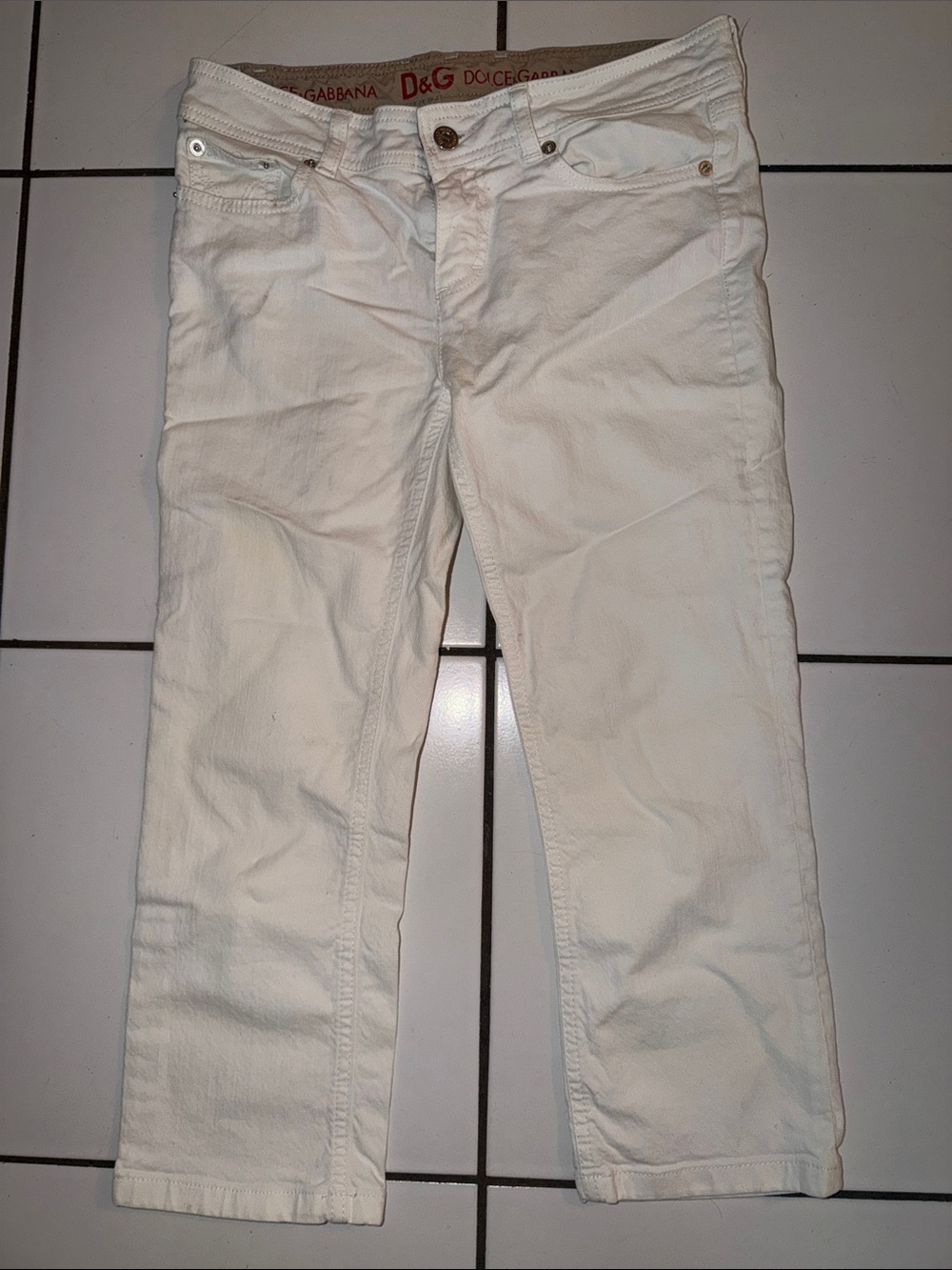 Dolce & Gabbana White Straight Leg capris